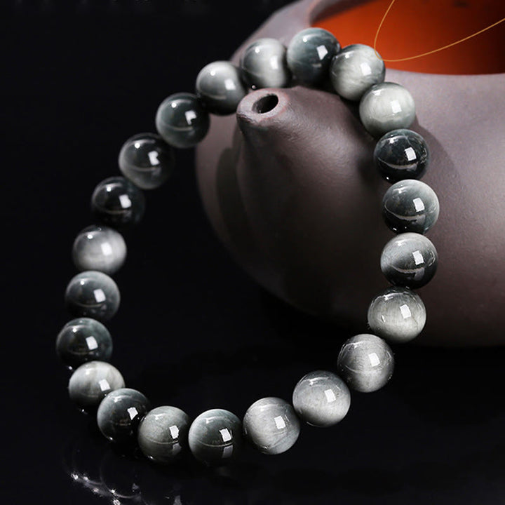 Braccialetto Buddha Stones Natural Eagle's Eye Stone Coraggio Positivo