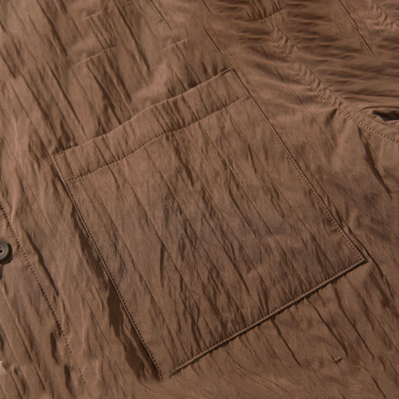 Camicia da uomo a maniche lunghe casual tinta unita Buddha Stones con tasca - image 10