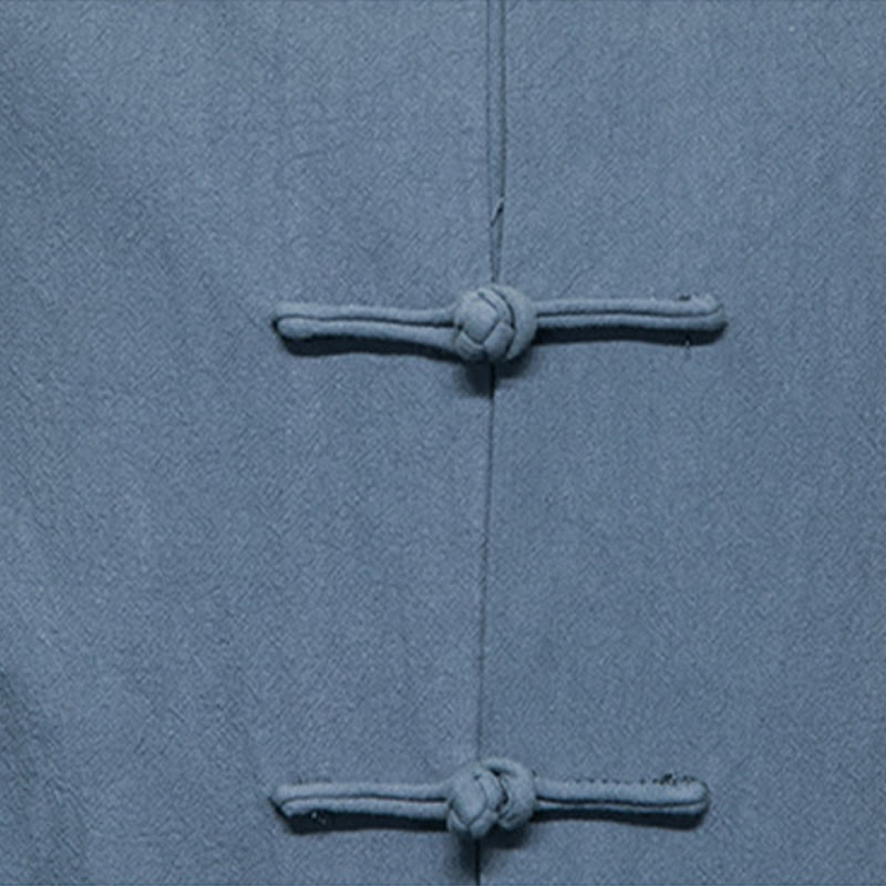 Giacca da uomo in lino e cotone con tasche, tinta unita, bottoni a rana , Buddha Stones