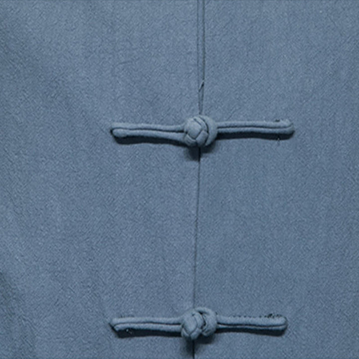 Giacca da uomo in lino e cotone con tasche, tinta unita, bottoni a rana , Buddha Stones