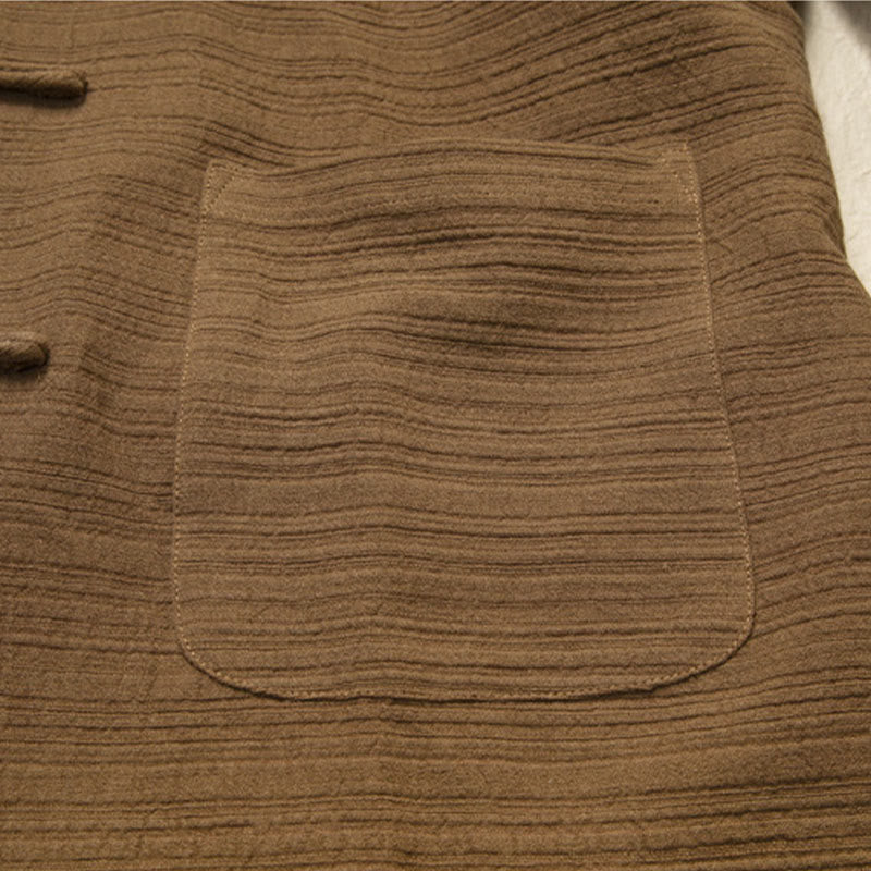 Giacca da uomo in lino e cotone con tasche, tinta unita, bottoni a rana , Buddha Stones