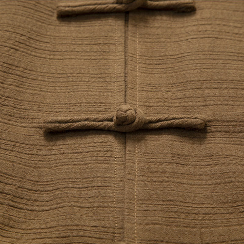 Giacca da uomo in lino e cotone con tasche, tinta unita, bottoni a rana , Buddha Stones