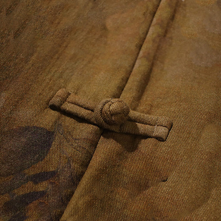 Buddha Stones Foglie Fiore Rana-bottoni Tang Suit Cotone Giacca Camicia Uomo  - image 18