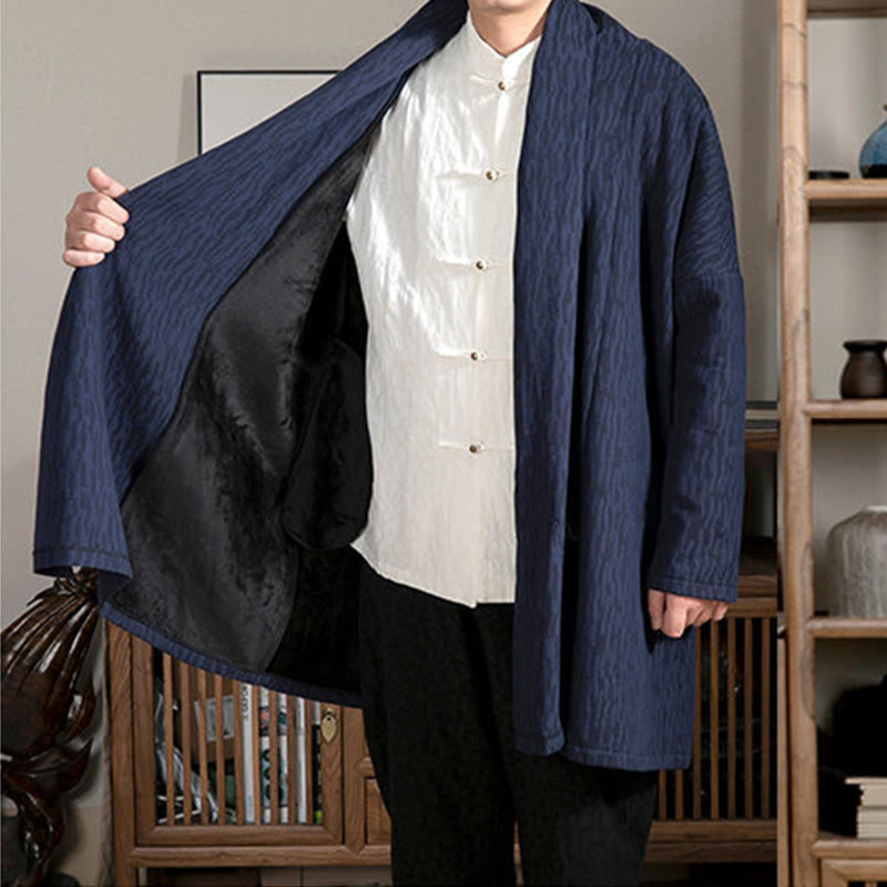 Cappotto da uomo di media lunghezza con fodera in cotone felpato Zen Jacquard semplice autunnale Buddha Stones - image 2