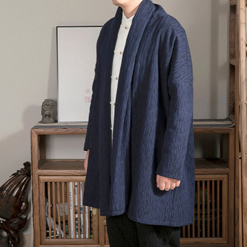 Cappotto da uomo di media lunghezza con fodera in cotone felpato Zen Jacquard semplice autunnale Buddha Stones - image 4
