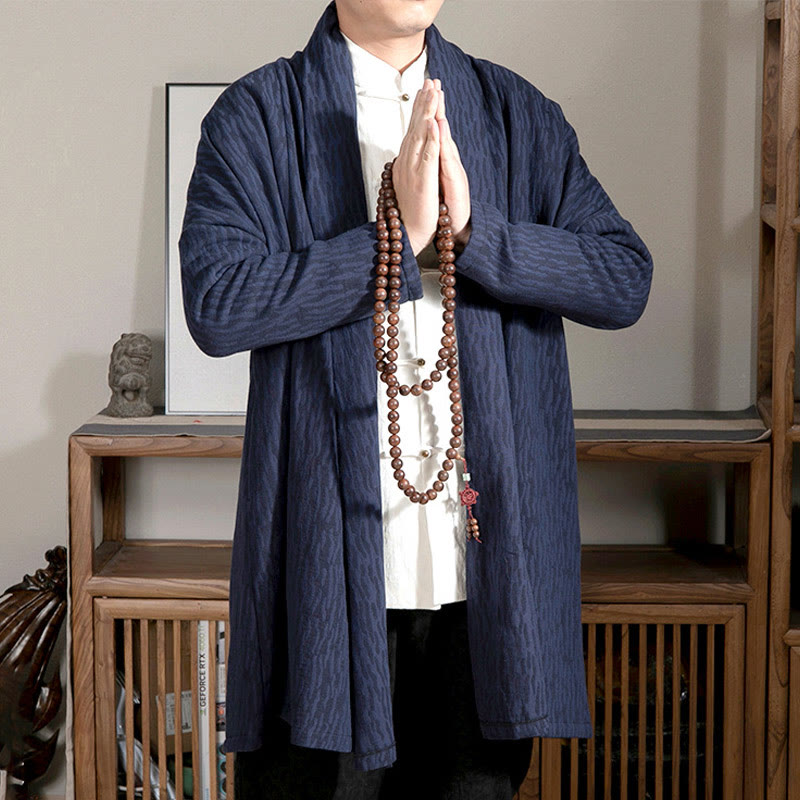 Cappotto da uomo di media lunghezza con fodera in cotone felpato Zen Jacquard semplice autunnale Buddha Stones - image 5