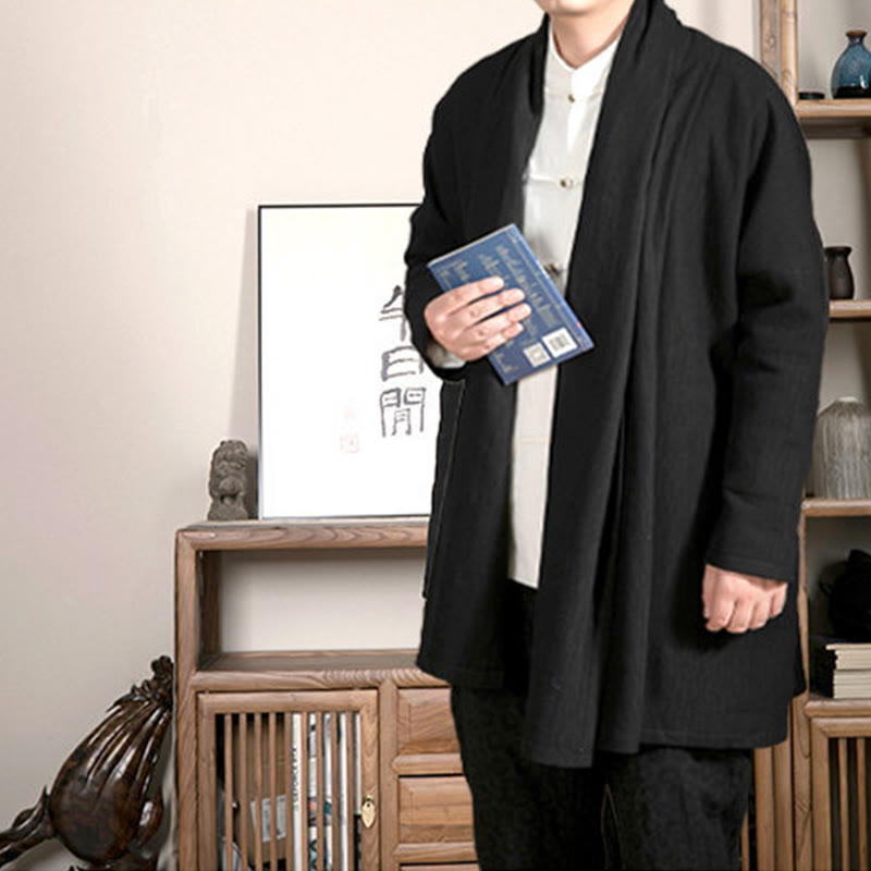 Cappotto da uomo di media lunghezza con fodera in cotone felpato Zen Jacquard semplice autunnale Buddha Stones - image 8