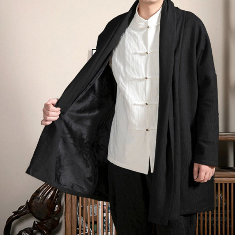 Cappotto da uomo di media lunghezza con fodera in cotone felpato Zen Jacquard semplice autunnale Buddha Stones - image 9