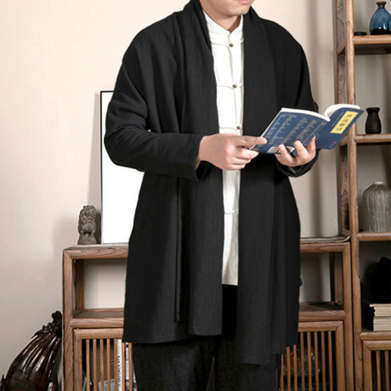 Cappotto da uomo di media lunghezza con fodera in cotone felpato Zen Jacquard semplice autunnale Buddha Stones - image 9