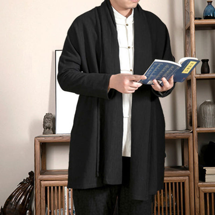 Cappotto da uomo di media lunghezza con fodera in cotone felpato Zen Jacquard semplice autunnale Buddha Stones - image 9