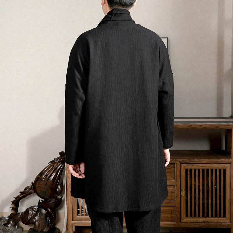 Cappotto da uomo di media lunghezza con fodera in cotone felpato Zen Jacquard semplice autunnale Buddha Stones - image 11