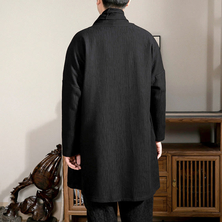 Cappotto da uomo di media lunghezza con fodera in cotone felpato Zen Jacquard semplice autunnale Buddha Stones - image 11