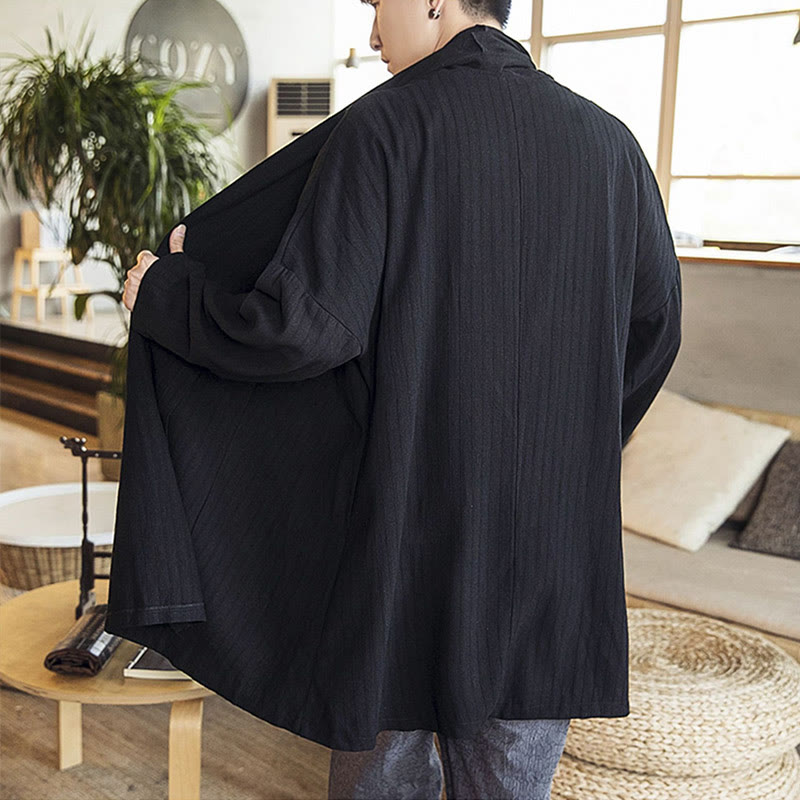 Cappotto da uomo di media lunghezza in misto lino semplice e casual, modello Buddha Stones Fall - image 14