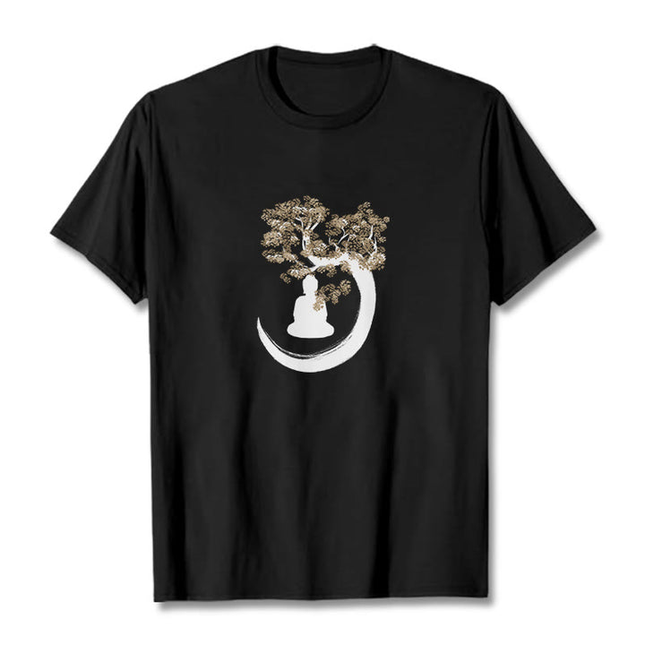 Maglietta in cotone con Buddha Stones Buddha seduto sotto l'albero - Nero - 2XL - image 8