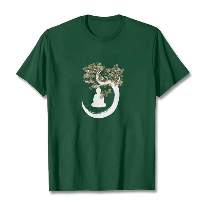 Maglietta in cotone con Buddha Stones Buddha seduto sotto l'albero - Verde studentesco - 2XL - image 0