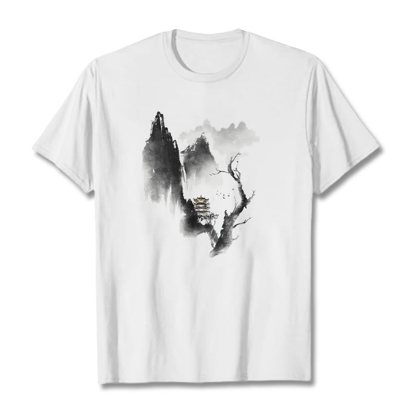 Maglietta con motivo Buddha Stones Pavilion Tree Geese Around The Mountains - Bianco - 2XL - image 3