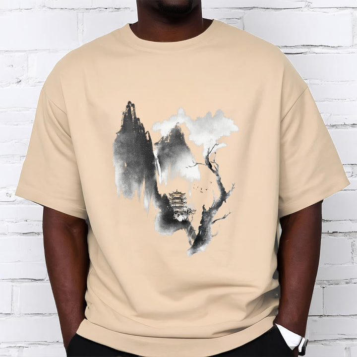 Maglietta con motivo Buddha Stones Pavilion Tree Geese Around The Mountains - image 10