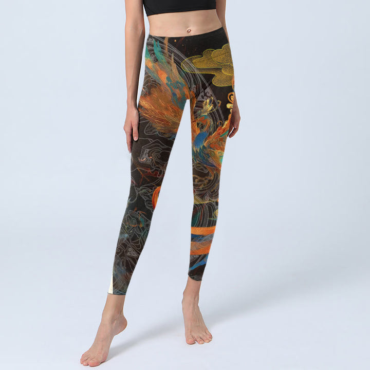 Leggings da palestra Buddha Stones Vibrant Phoenix da donna Pantaloni da yoga - image 5