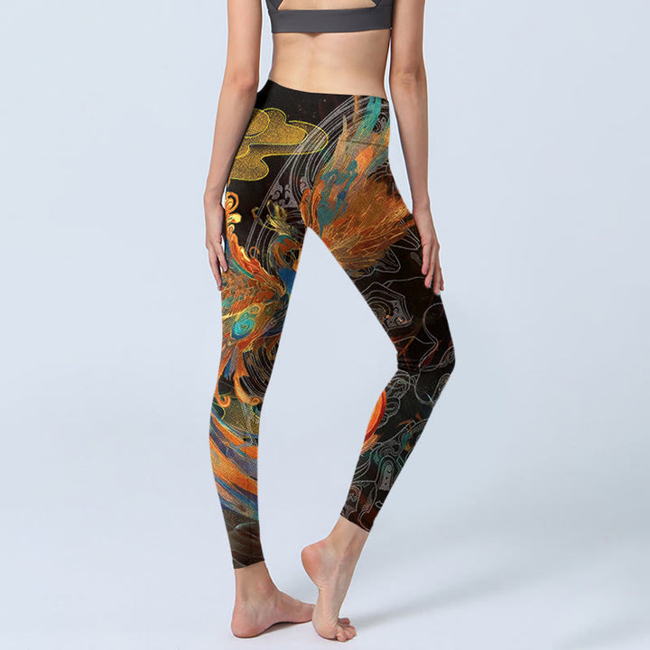Leggings da palestra Buddha Stones Vibrant Phoenix da donna Pantaloni da yoga - image 4