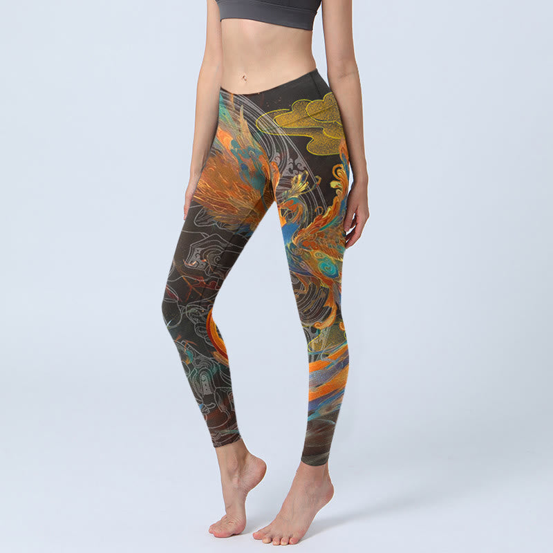 Leggings da palestra Buddha Stones Vibrant Phoenix da donna Pantaloni da yoga - Nero - US18, UK/AU22, EU50 (4XL) - image 1