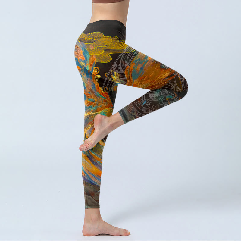 Leggings da palestra Buddha Stones Vibrant Phoenix da donna Pantaloni da yoga - image 4
