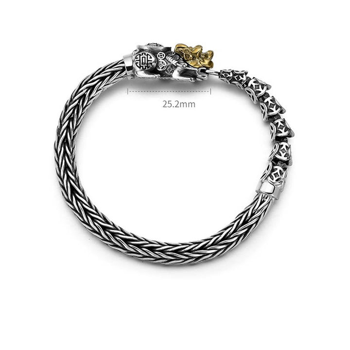 Buddha Stones 925 Sterling Silver PiXiu Monete di rame Lingotto Ricchezza Bracciale Bangle