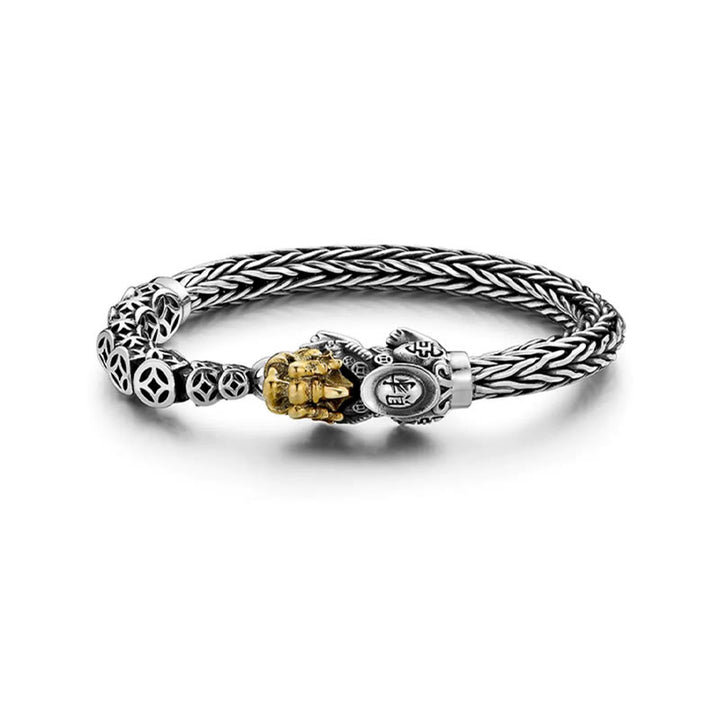 Buddha Stones 925 Sterling Silver PiXiu Monete di rame Lingotto Ricchezza Bracciale Bangle