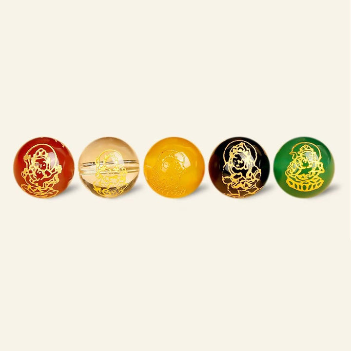 Buddha Stones Natural Gold Sheen Ossidiana PiXiu Cinque Direzioni Braccialetto di Protezione degli Dei della Ricchezza
