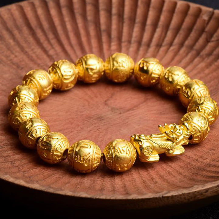 Braccialetto della ricchezza intagliato Buddha Stones PiXiu Om Mani Padme Hum