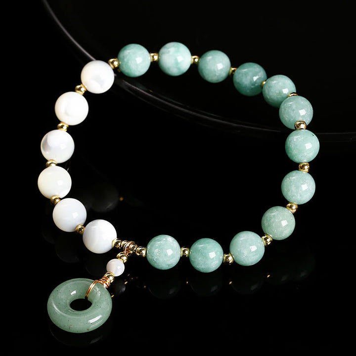 Buddha Stones Jade Trochus Horseshoe Snail Peace Buckle Charm Abbondanza Bracciale