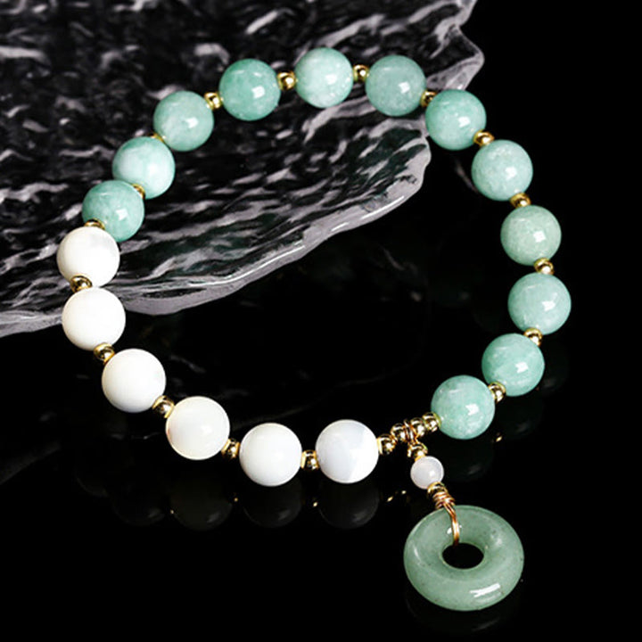 Buddha Stones Jade Trochus Horseshoe Snail Peace Buckle Charm Abbondanza Bracciale