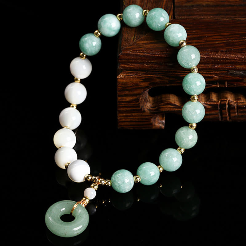 Buddha Stones Jade Trochus Horseshoe Snail Peace Buckle Charm Abbondanza Bracciale