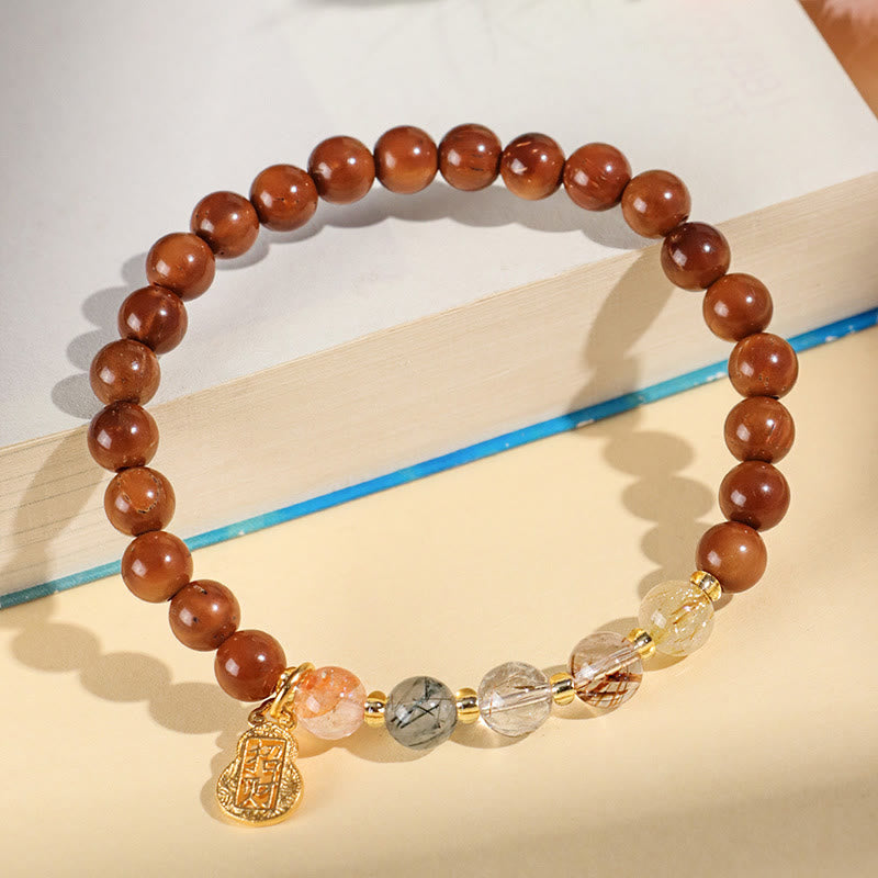 Bracciale Buddha Stones Green Phantom Citrine Rutilato Quarzo Super Seven Crystal Confidence Attract Wealth