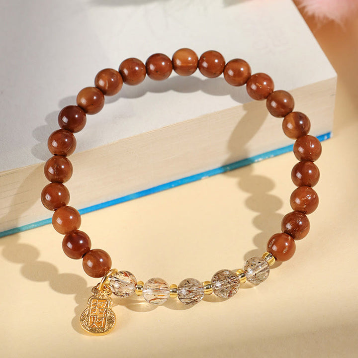 Bracciale Buddha Stones Green Phantom Citrine Rutilato Quarzo Super Seven Crystal Confidence Attract Wealth