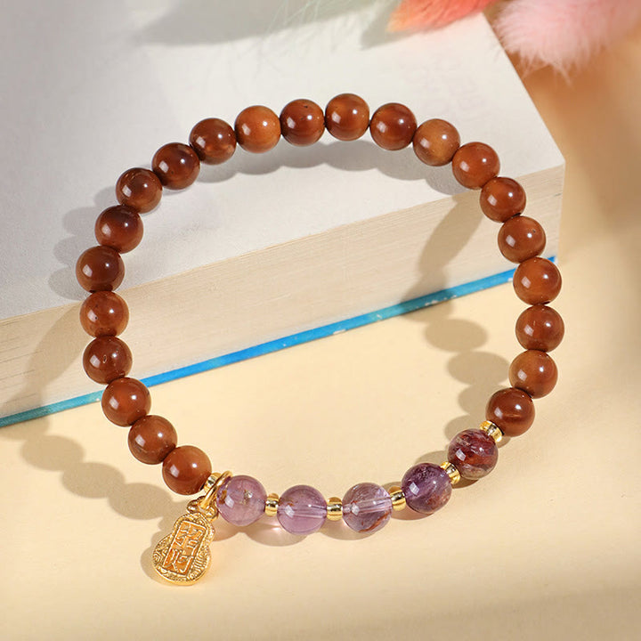 Bracciale Buddha Stones Green Phantom Citrine Rutilato Quarzo Super Seven Crystal Confidence Attract Wealth