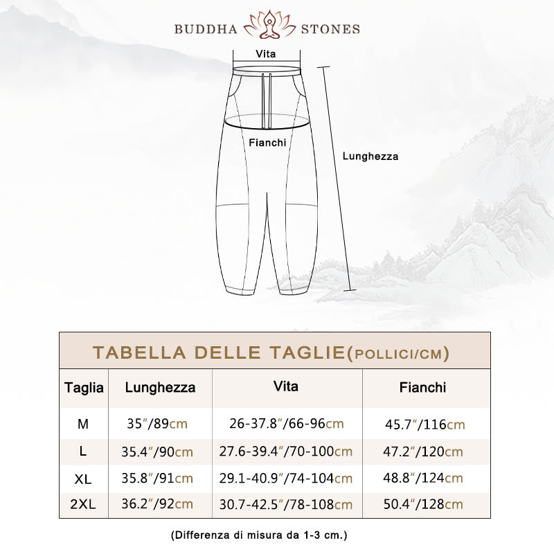 Pantaloni harem con coulisse e elastico in vita in lino con tasche, estate da donna , Buddha Stones - image 6
