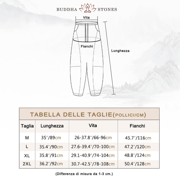 Pantaloni harem con coulisse e elastico in vita in lino con tasche, estate da donna , Buddha Stones - image 6