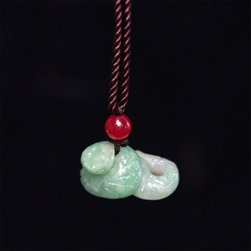 Buddha Stones Zodiaco cinese Anno del serpente Collana con ciondolo di giada naturale della fortuna - image 2