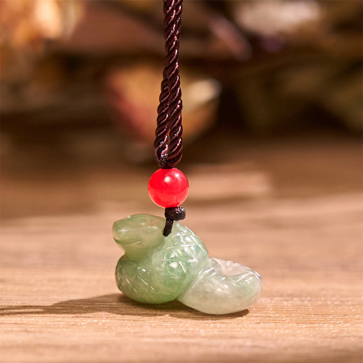 Buddha Stones Zodiaco cinese Anno del serpente Collana con ciondolo di giada naturale della fortuna - image 3