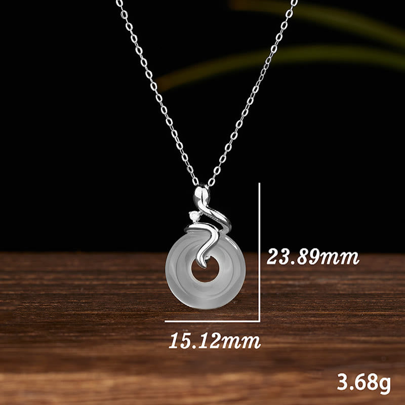 Buddha Stones 925 Sterling Silver Anno del serpente Calcedonio Pace fibbia Collana pendente positivo - image 8
