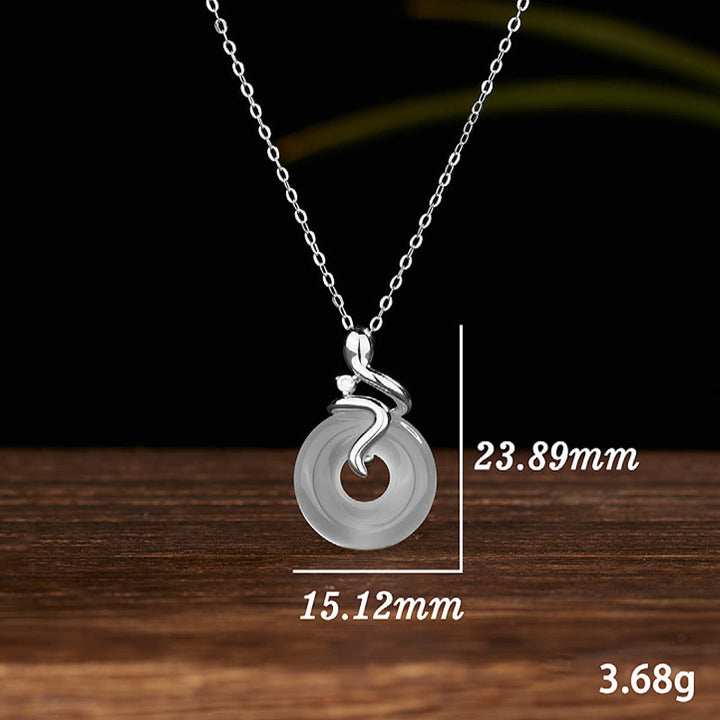 Buddha Stones 925 Sterling Silver Anno del serpente Calcedonio Pace fibbia Collana pendente positivo - image 8