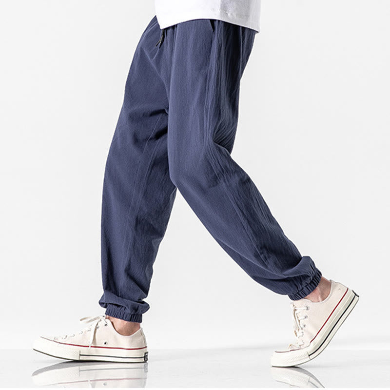 Pantaloni da uomo in cotone con coulisse tinta unita Buddha Stones con tasche - image 17