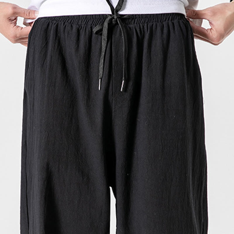 Pantaloni da uomo in cotone con coulisse tinta unita Buddha Stones con tasche - image 13