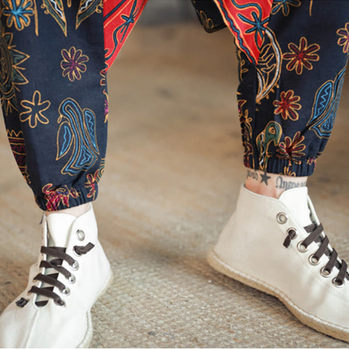 Pantaloni harem da uomo in cotone con tasche e motivo a cammello colorato Buddha Stones