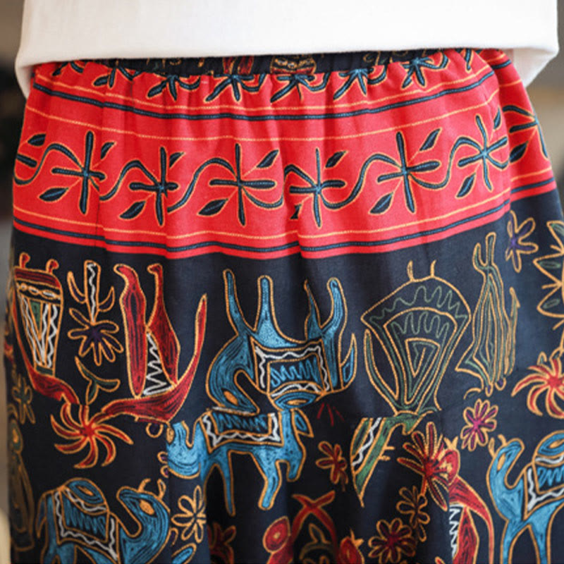 Pantaloni harem da uomo in cotone con tasche e motivo a cammello colorato Buddha Stones