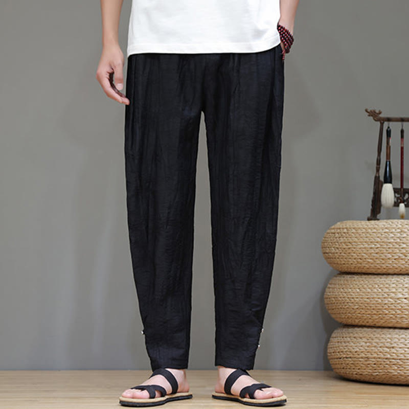 Pantaloni da uomo con coulisse e bottone alla caviglia in bambù Buddha Stones con tasche