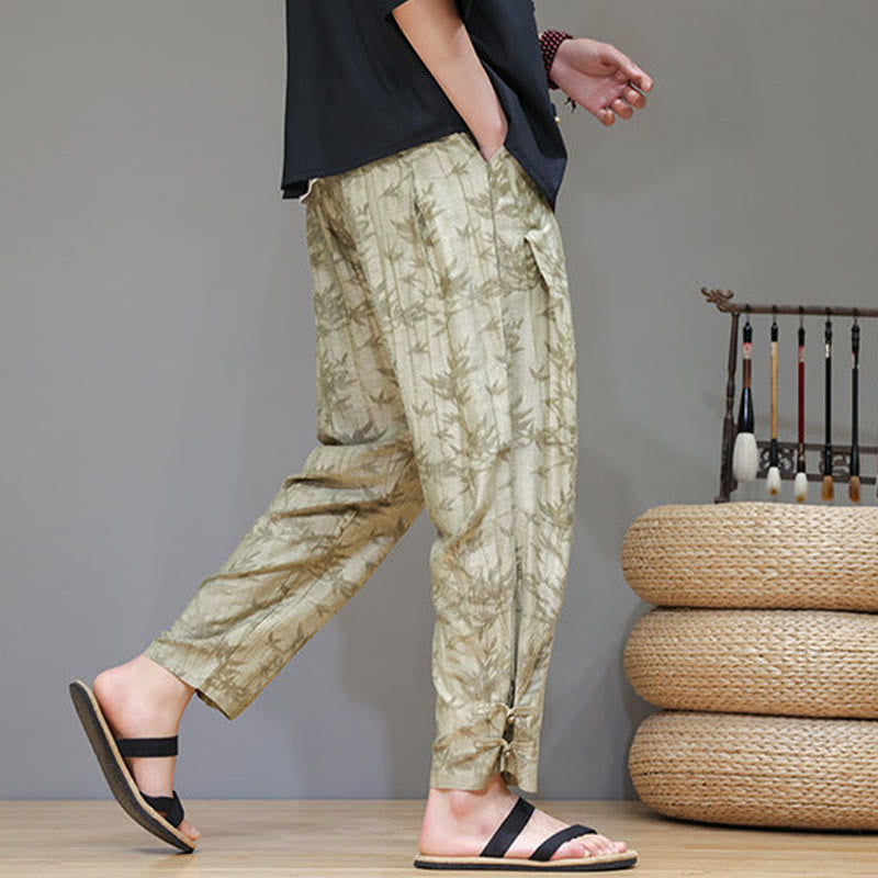 Pantaloni da uomo con coulisse e bottone alla caviglia in bambù Buddha Stones con tasche