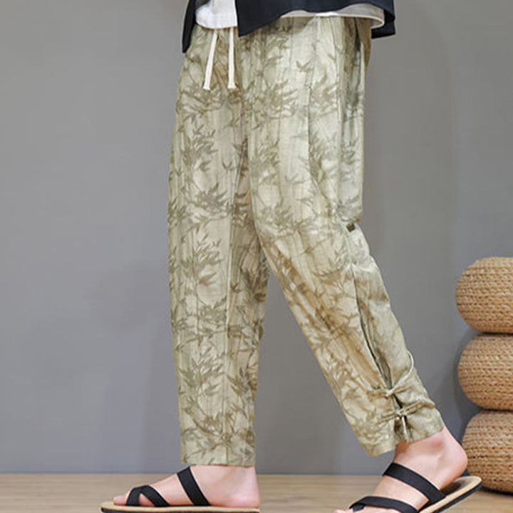 Pantaloni da uomo con coulisse e bottone alla caviglia in bambù Buddha Stones con tasche