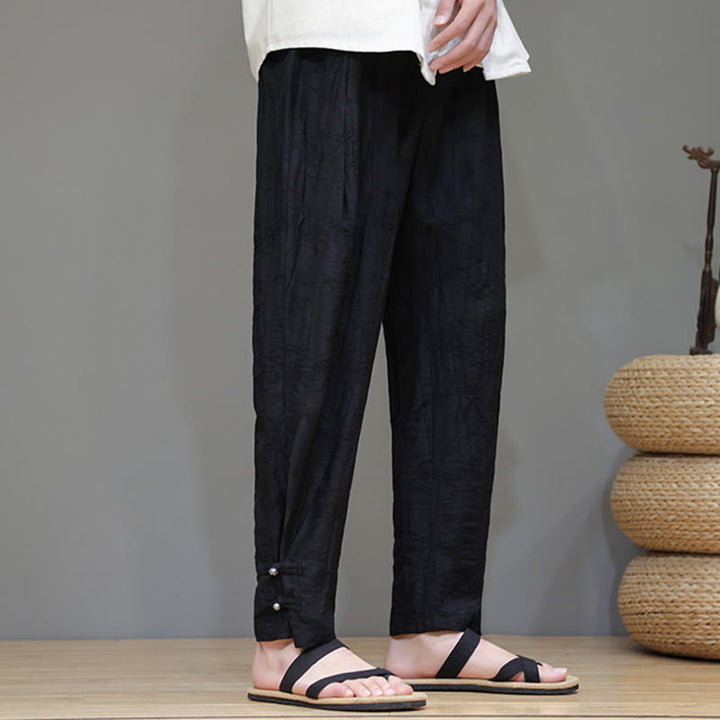 Pantaloni da uomo con coulisse e bottone alla caviglia in bambù Buddha Stones con tasche