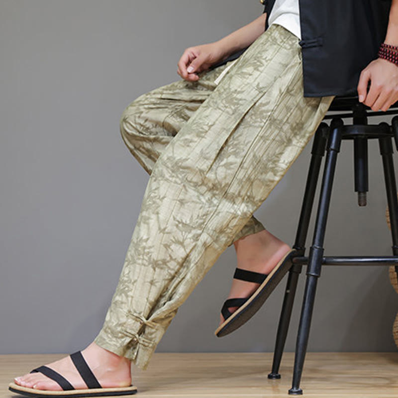 Pantaloni da uomo con coulisse e bottone alla caviglia in bambù Buddha Stones con tasche